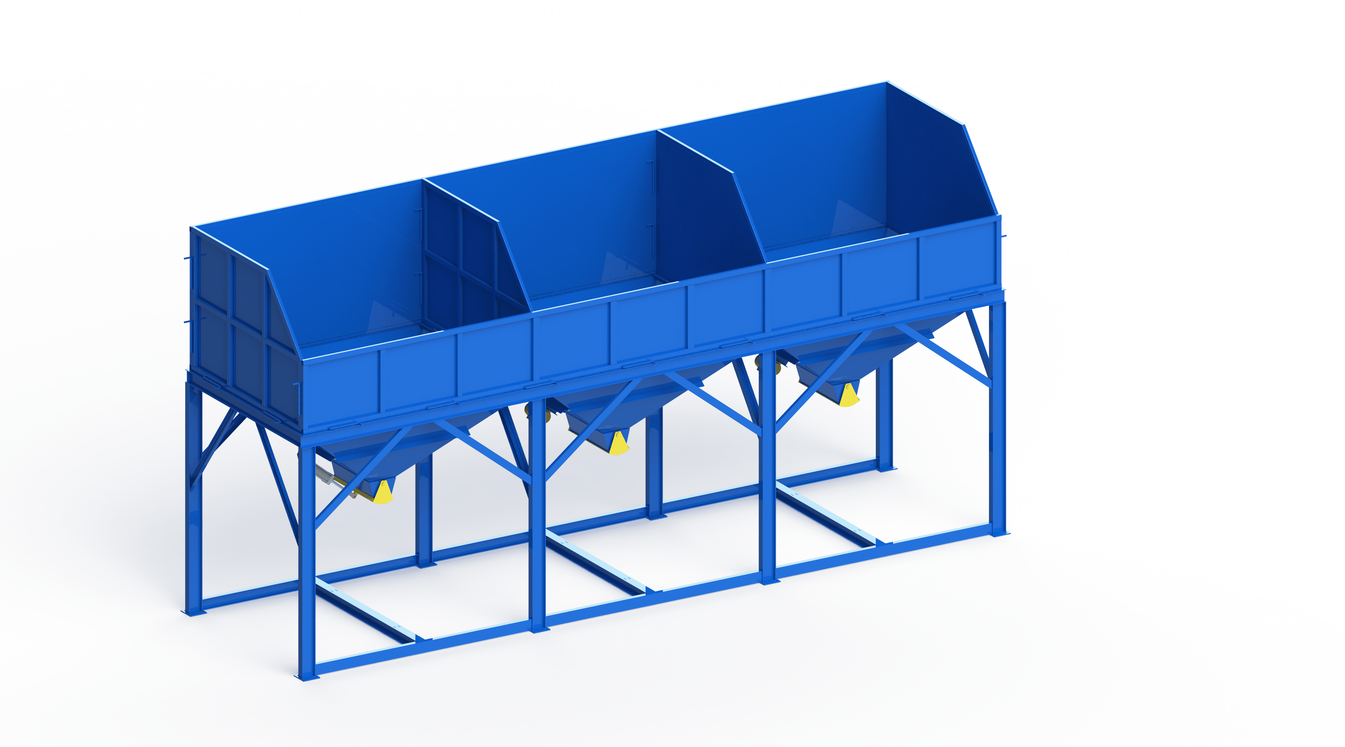 Tolva para áridos de tres secciones de 3x5 m³
